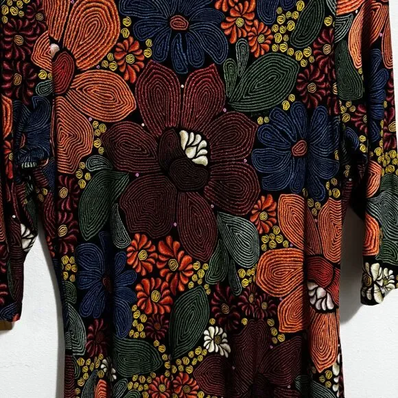 Farm Rio Floral Midi Dress Large Stitched Boho Fall Wedding Guest Worn Once - Picture 10 of 15